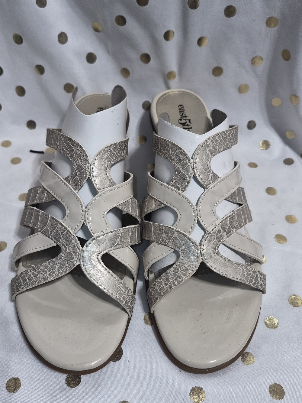 East 5th Beige Strappy Slip-On Sandals
